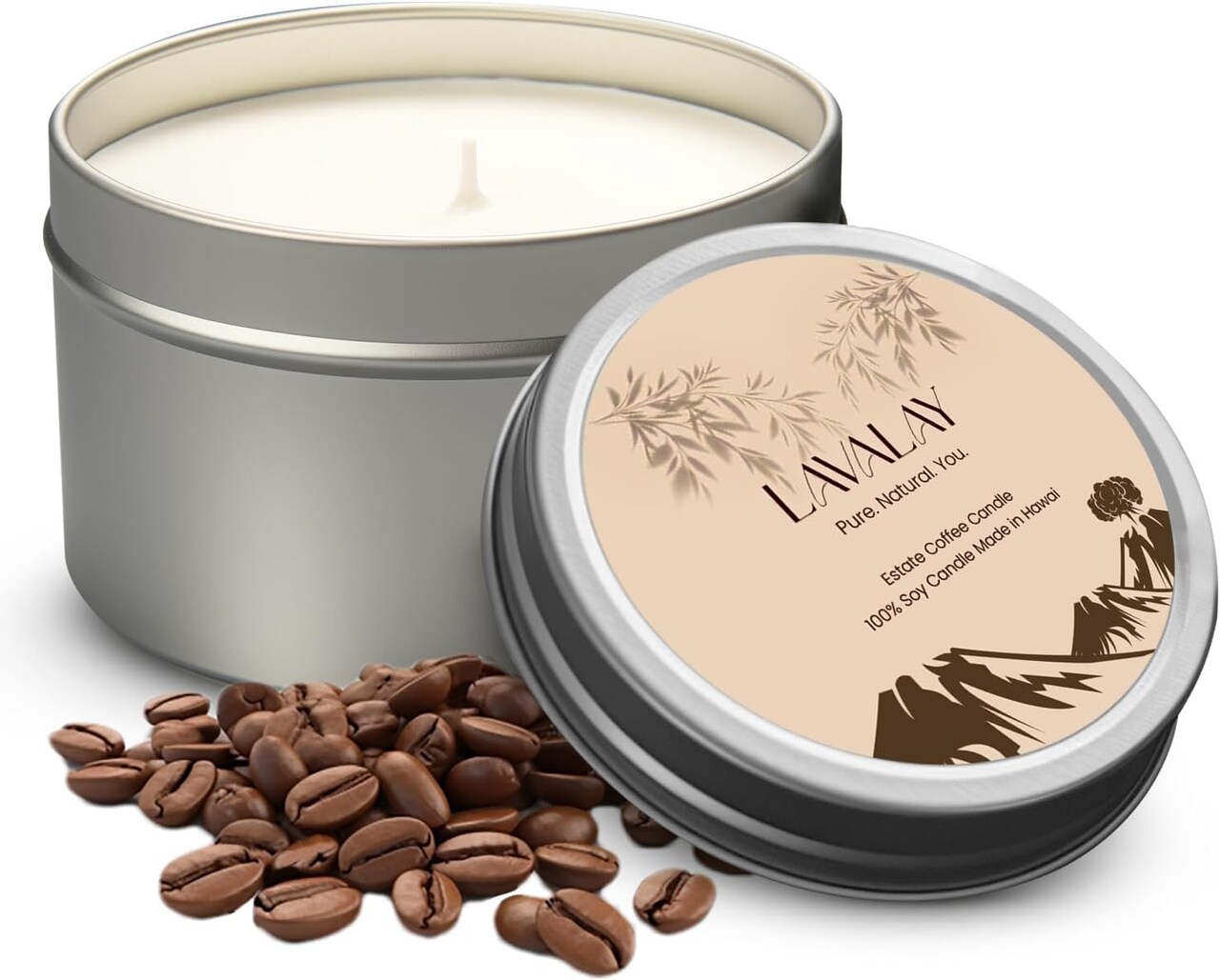 Kona Coffee Bean Scented Candle – 6 oz Natural Soy Wax Candle with Strong Coffee Aroma – Long Lasting, Clean Burning, Relaxing Gift for Women & Men, Mother’s Day, Birthday & Home Décor
